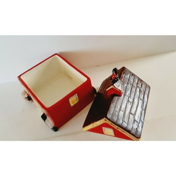 CERAMIC RED BARN FARM ANIMAL COOKIE JAR LARGE - Picture 4 of 11